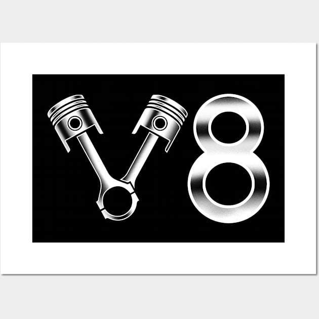 V8 Cylinder Engine Design for Muscle Car Fans Wall Art by c1337s